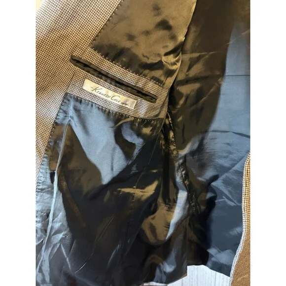 Kenneth Cole Men’s Suit Coat 48 Regular 100% Wool Houndstooth - Picture 5 of 6